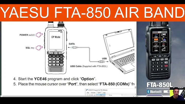 YAESU FTA-850L AIR BAND TRANSCEIVER - CPS MODE SELECT - PC PROGRAMING